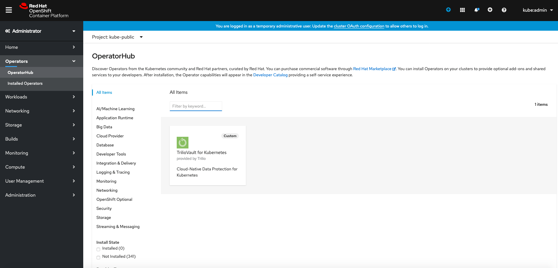 Custom CatalogSource for T4K in OperatorHub
